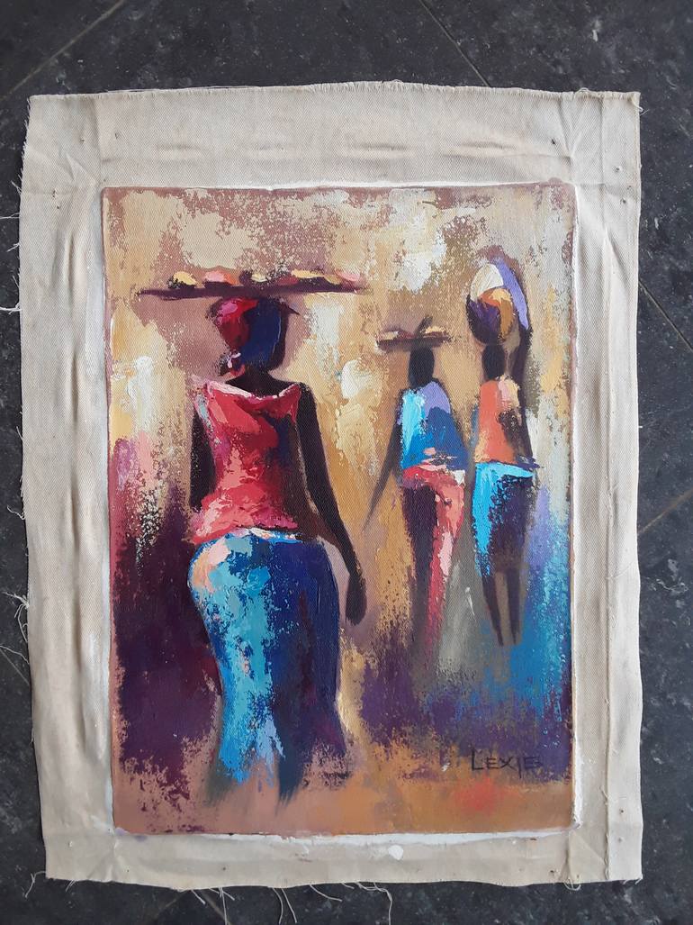 Original Art Deco People Painting by Alex Mensah