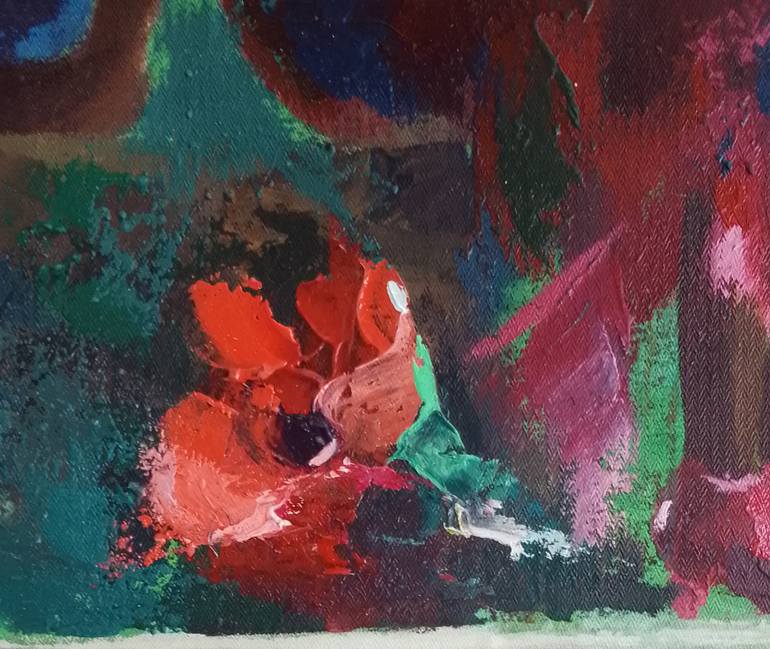 Original Art Deco Floral Painting by Alex Mensah