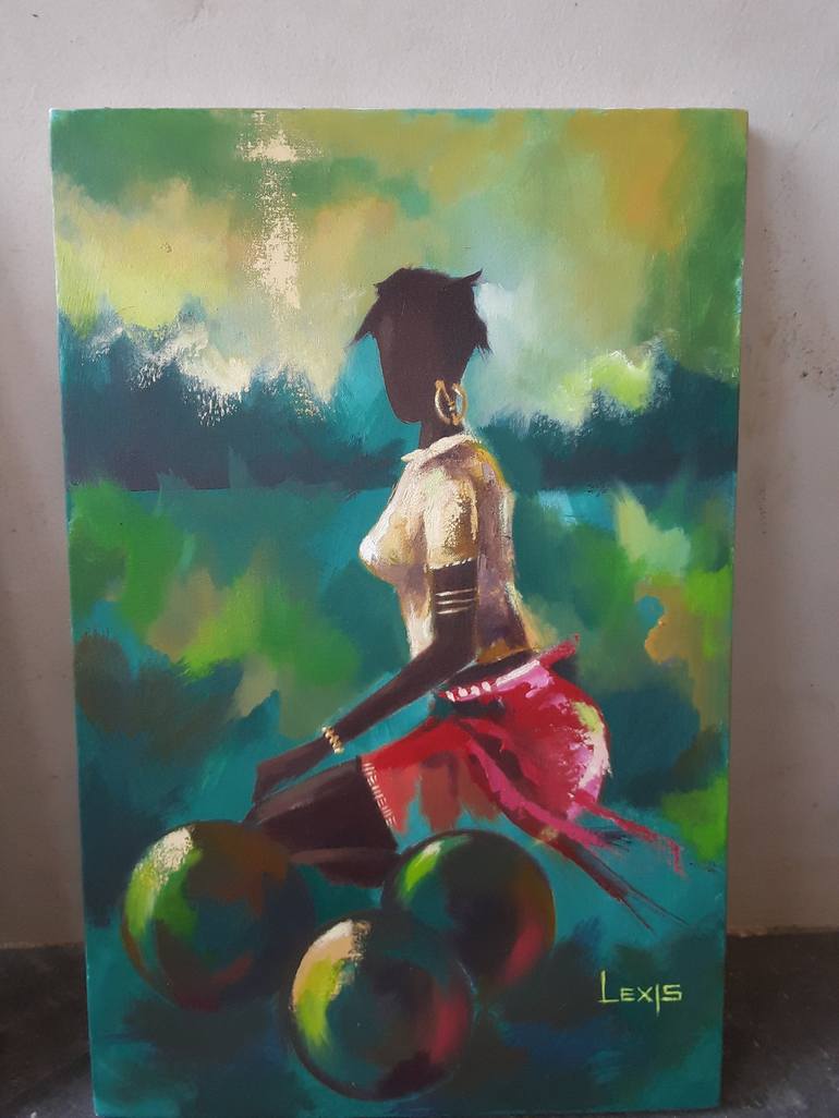 Original Figurative Women Painting by ALEX MENSAH