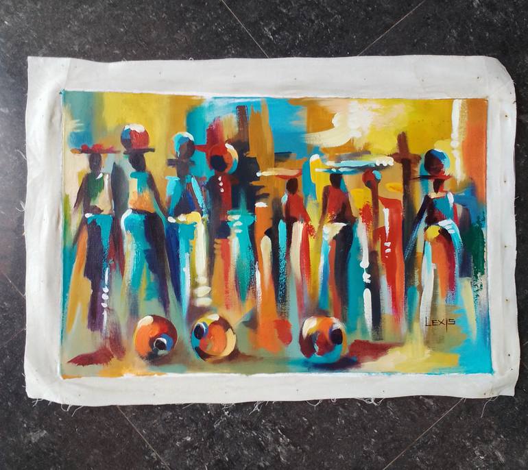 Original Abstract Expressionism People Painting by Alex Mensah