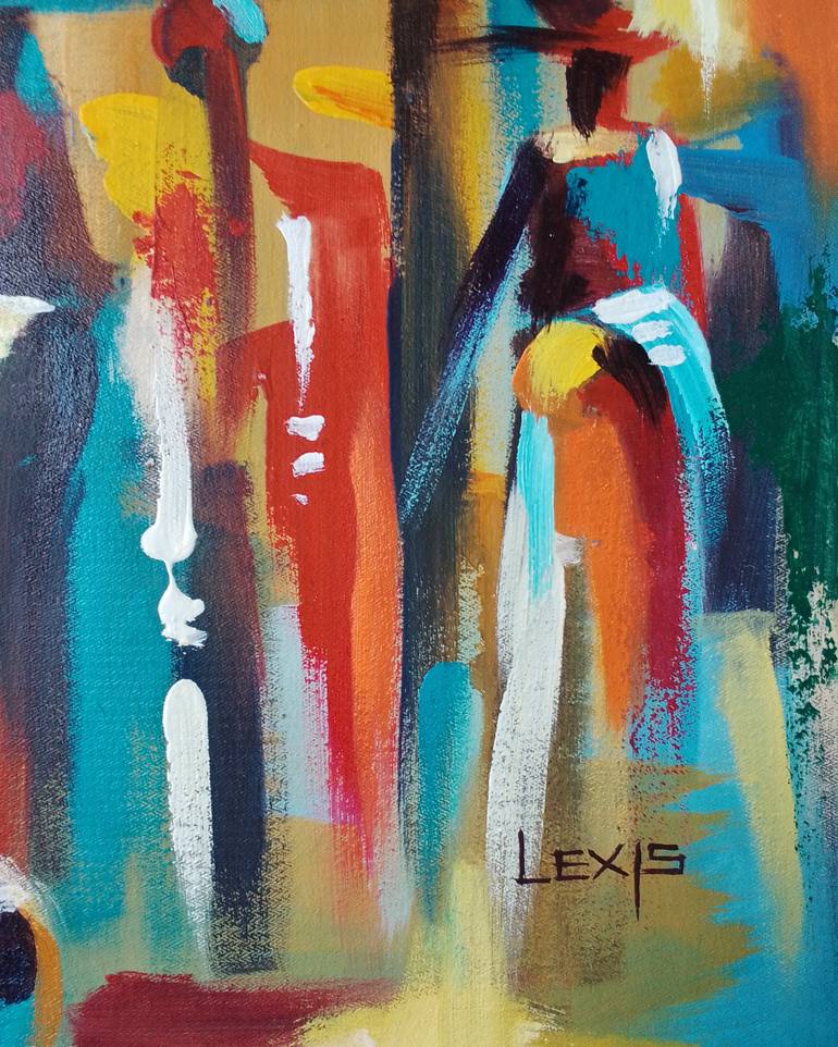 Original Abstract Expressionism People Painting by Alex Mensah