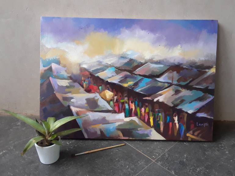 Original Figurative People Painting by Alex Mensah