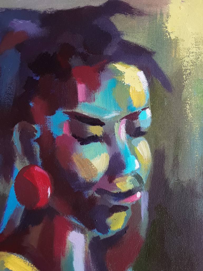 Original Abstract Expressionism Women Painting by Alex Mensah