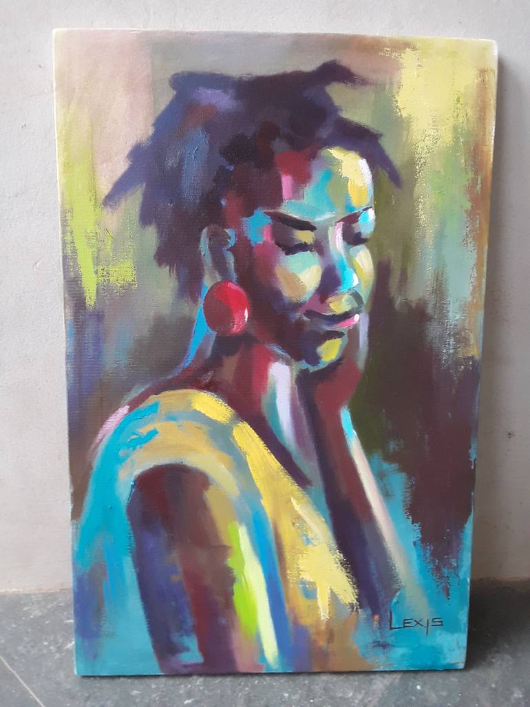 Original Abstract Expressionism Women Painting by Alex Mensah