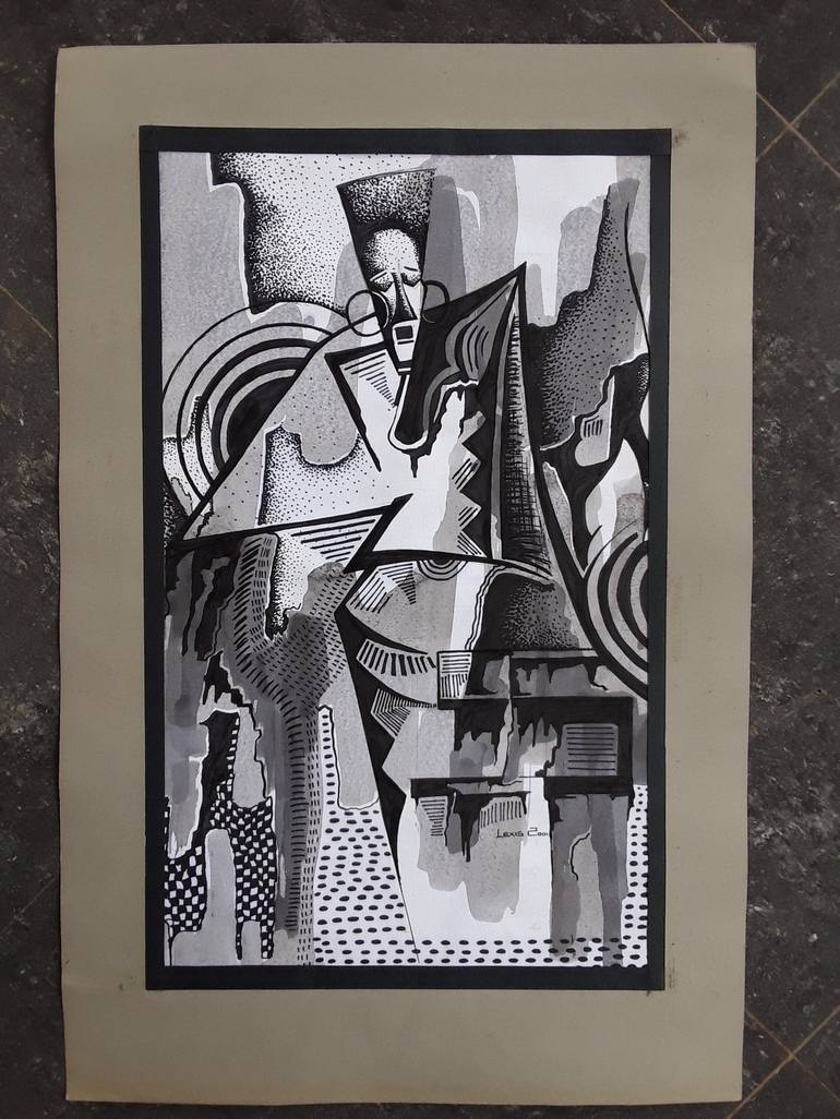 Original Art Deco Abstract Drawing by ALEX MENSAH