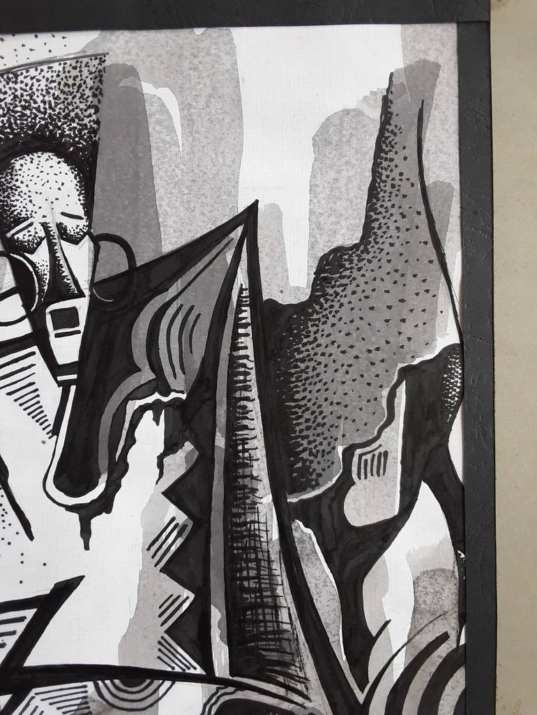 Original Art Deco Abstract Drawing by ALEX MENSAH