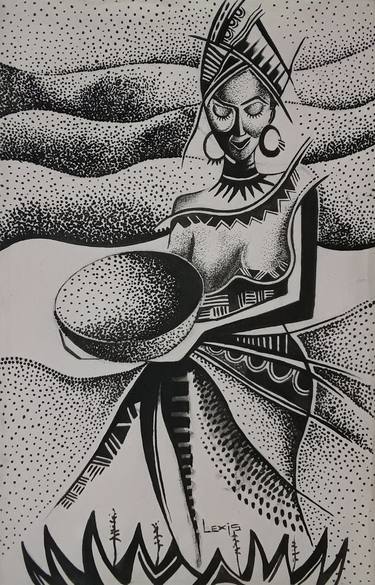 Original Figurative People Drawings by Alex Mensah