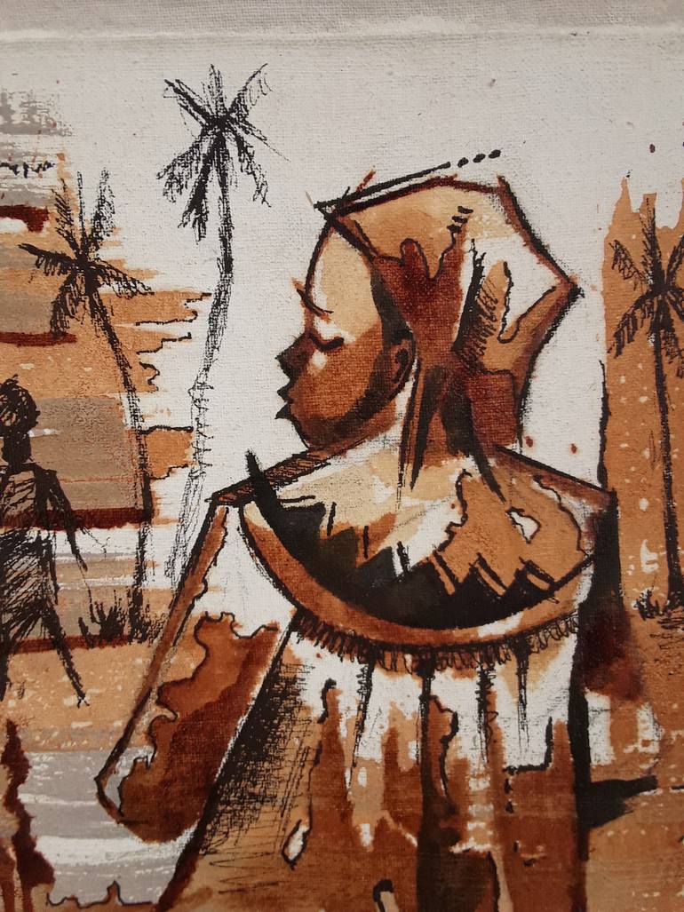 Original Art Deco People Mixed Media by Alex Mensah