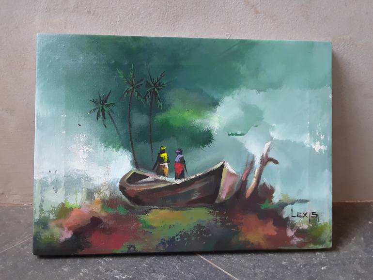 Original Modernism Beach Painting by Alex Mensah