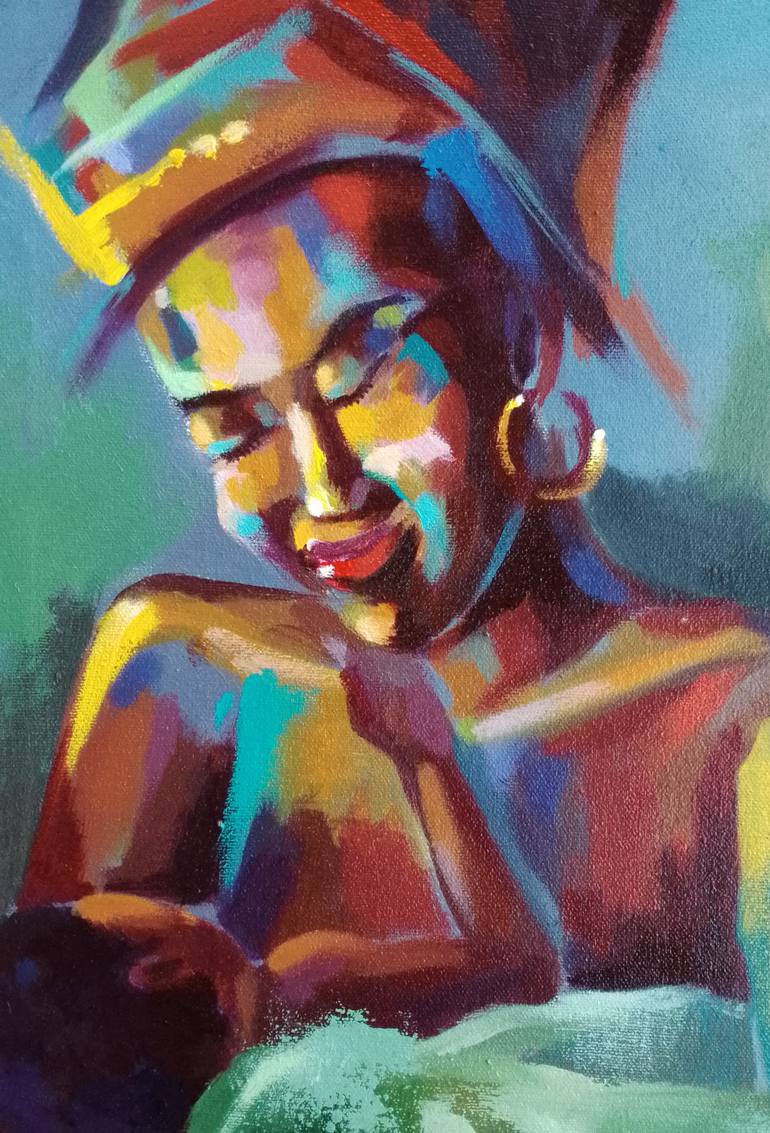 Original Realism Family Painting by Alex Mensah