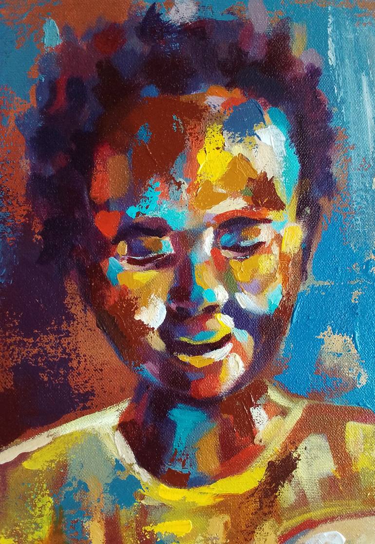 Original Abstract Expressionism Children Painting by Alex Mensah