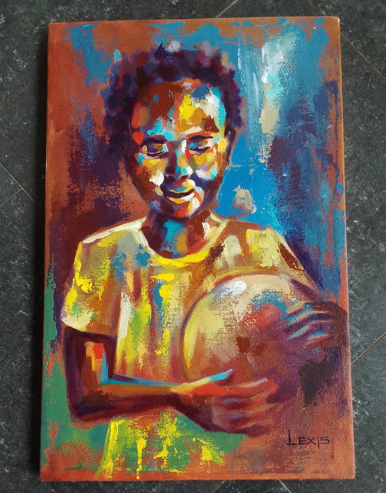Original Abstract Expressionism Children Painting by Alex Mensah