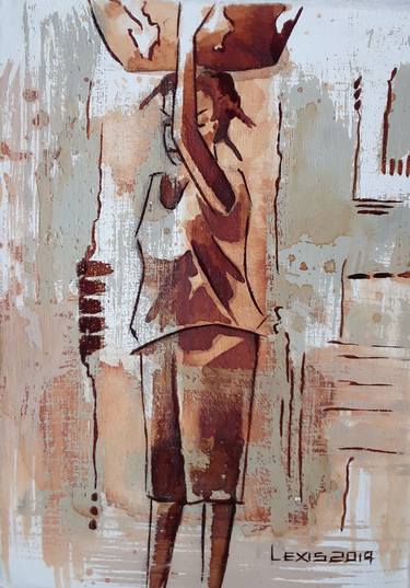 Something for sale, watercolor painting of African woman thumb