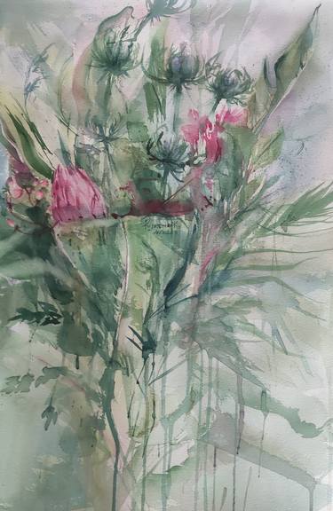 Original Abstract Floral Paintings by Kateryna Pysarenko