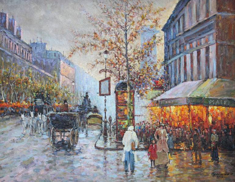 Evening Paris Painting by Yuriy Grebenyuk | Saatchi Art