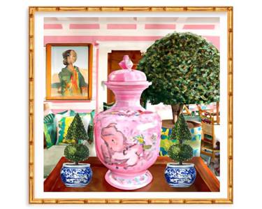 Interior with pink chinoiserie jar thumb