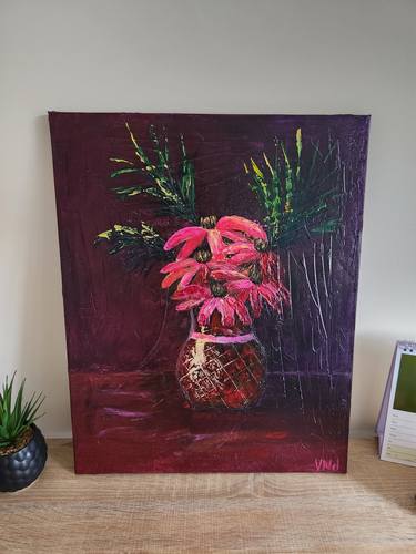 Original Abstract Floral Paintings by Vics Art