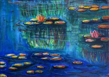 Monet Style Waterlily Pond Painting thumb