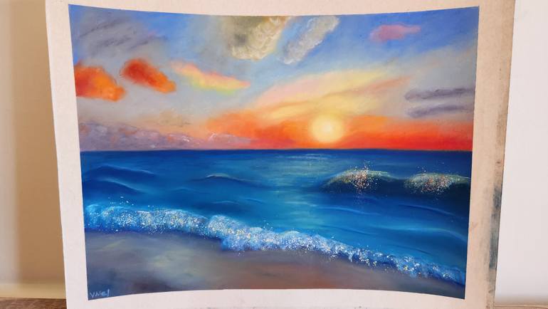 Original Abstract Expressionism Seascape Painting by Vics Art