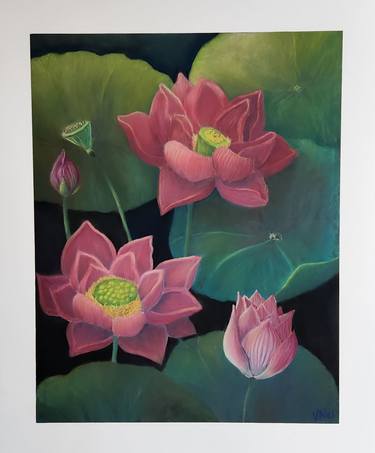 Framed Lotuses Original Art thumb