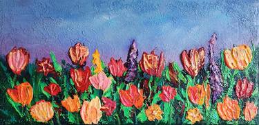 Original Expressionism Floral Paintings by Vics Art