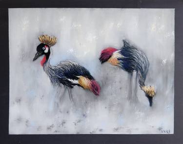 Cranes Original Pastel Painting thumb