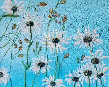 Daisies Acrylic Painting 10 x 8 inches Unframed Daisies thumb