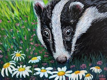 Badger Acrylic Painting Cute Animal Artwork thumb