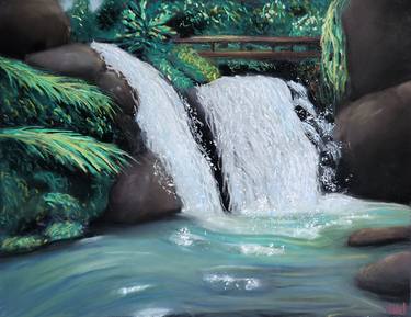 Waterfalls Landscape Painting Patel Art Unframed thumb