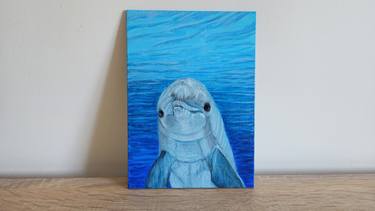 Dolphin Acrylic Painting Cute Animal Art Dolphin Painting thumb