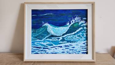 Framed Wave Acrylic Painting Seascape Painting thumb