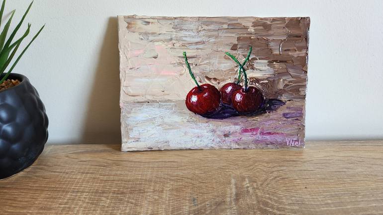 Cherries Fruit Art Painting 5 x 7 inches Painting by Vics Art | Saatchi Art