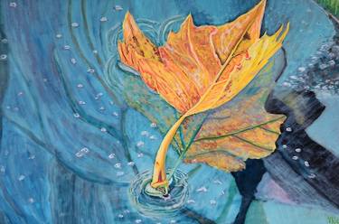 Marple Leaf Acrylic Painting Realism Original Art Autumn Art thumb
