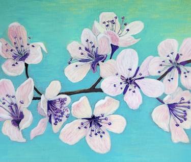 Cherry Blossom Acrylic Painting FLOWERS Floral Painting thumb