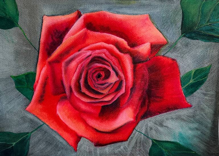 Original Contemporary Floral Paintings by Vics Art