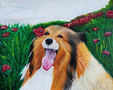 DOG Collie Acrylic Painting Cute Animal Artworkl Animal Painting thumb
