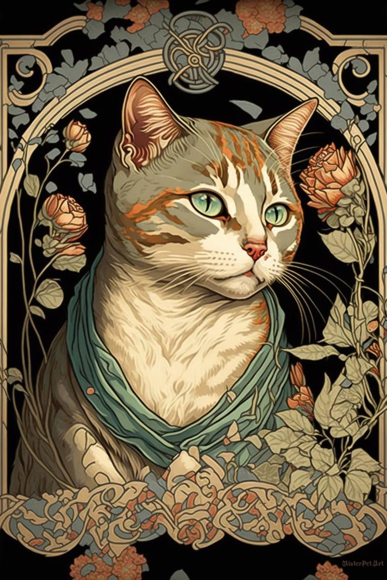 Art Nouveau Cat 02 Digital By Mister Pet Saatchi Art Art Nouveau Cat 02 Digital By Mister Pet Saatchi Art