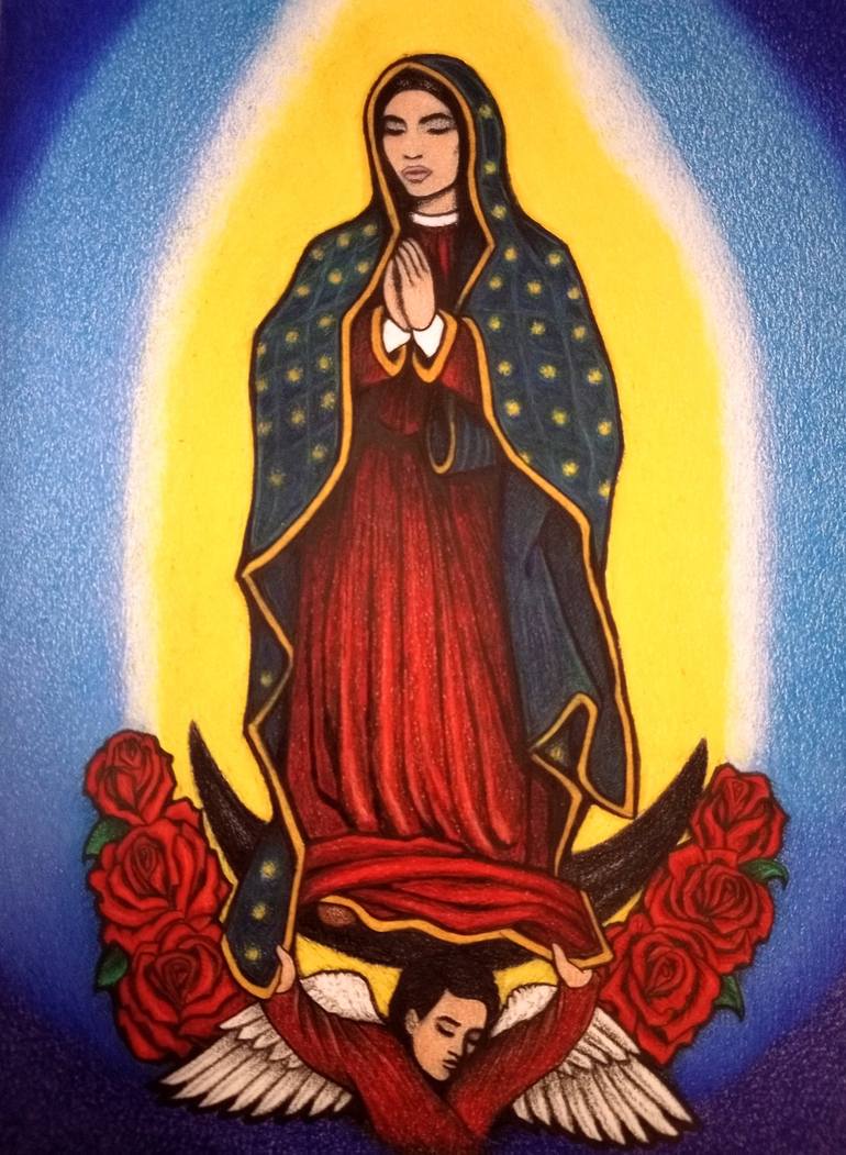 La Virgencita Drawing by Ruben Alcantar Saatchi Art