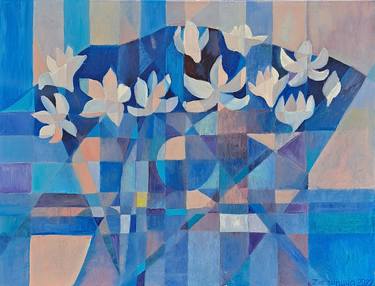 MAGNOLIA - original artwork, blue color, flowers,stillife thumb