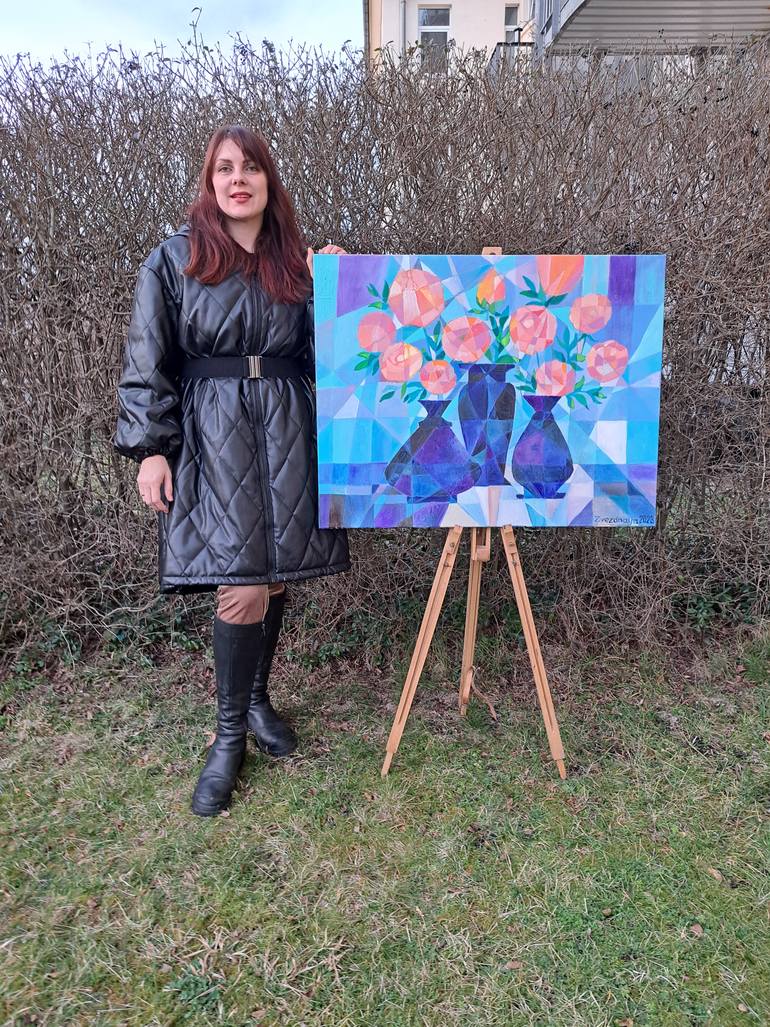 Original Cubism Still Life Painting by Iuliia Kotenko