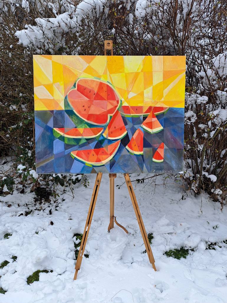 Original Cubism Still Life Painting by Iuliia Kotenko