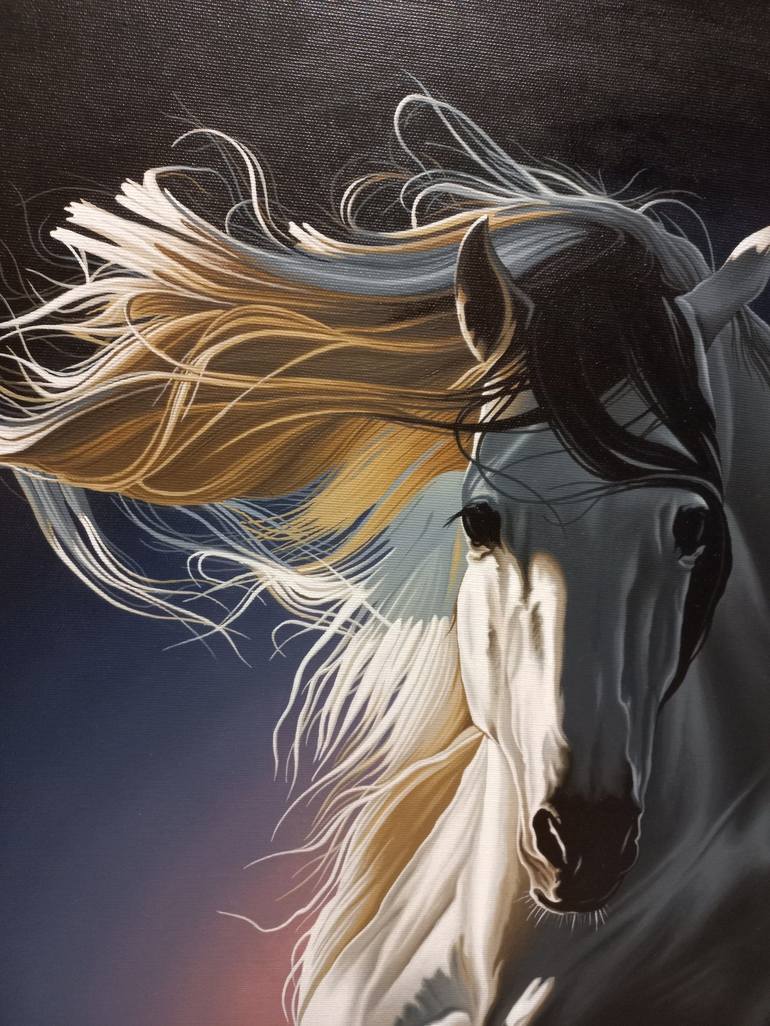 Original Photorealism Horse Painting by Vitaly Kazantsev