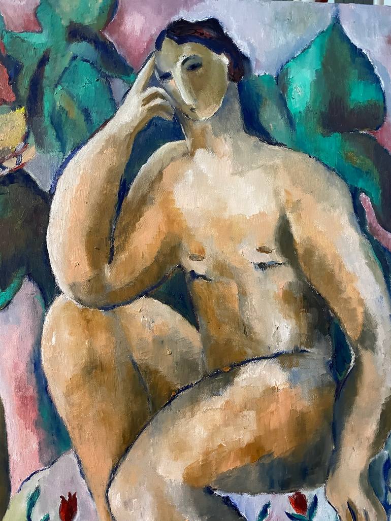 Original Art Deco Love Painting by Olga Bakhtina