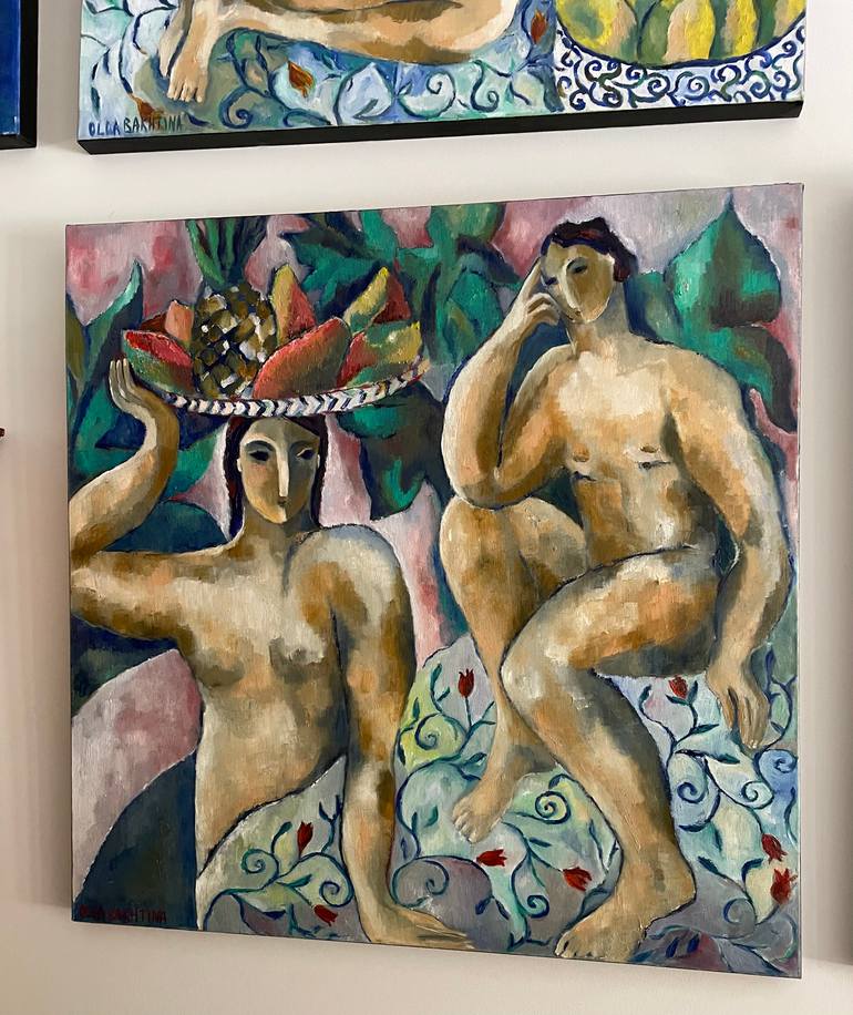 Original Art Deco Love Painting by Olga Bakhtina