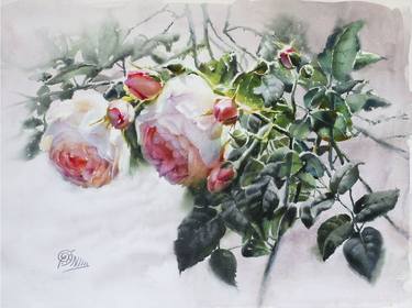 Original Fine Art Floral Paintings by Natalja Bluma