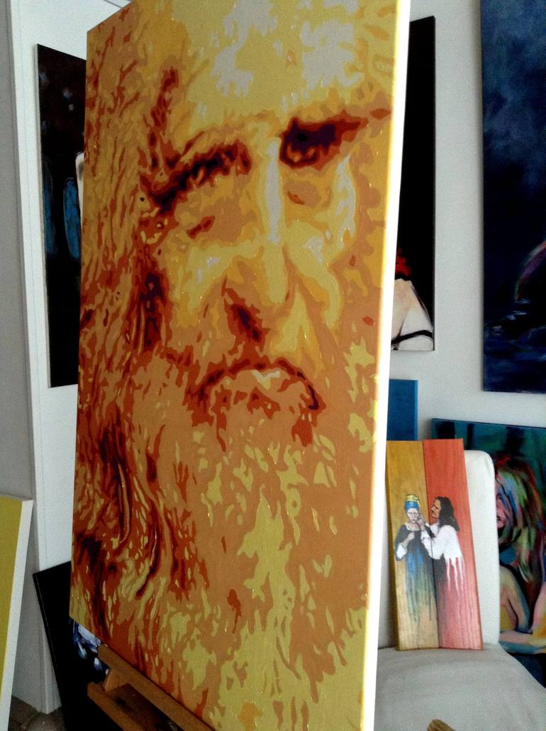 Leonardo Da Vinci Pop art Painting by Hans Veltman | Saatchi Art