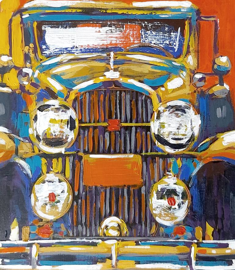 Original Art Deco Transportation Painting by Rohan Khuntale