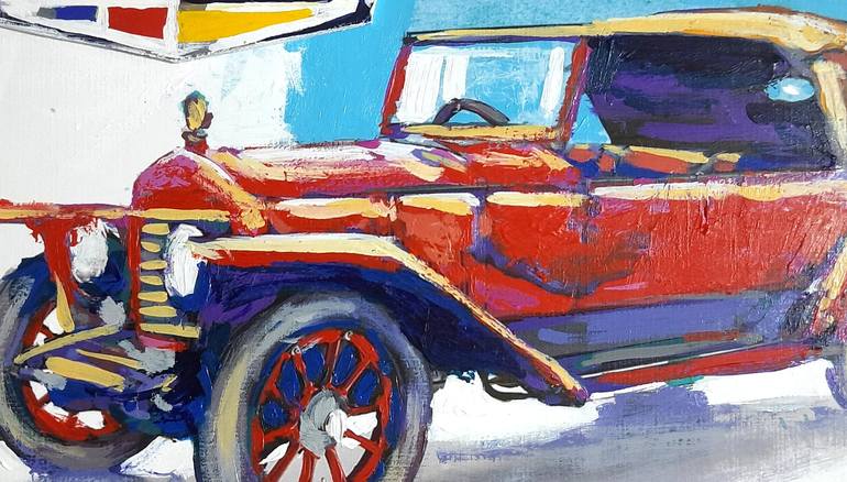 Original Art Deco Automobile Painting by ROHAN KHUNTALE