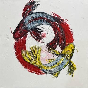 Yin Yang koi fish oil painting thumb