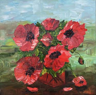 Red poppies oil painting thumb